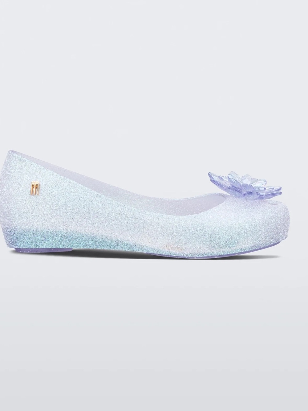 NIB MINI MELISSA + DISNEY Ultragirl Ballerina Dress Flats - Clear/Glitter - Sz 4